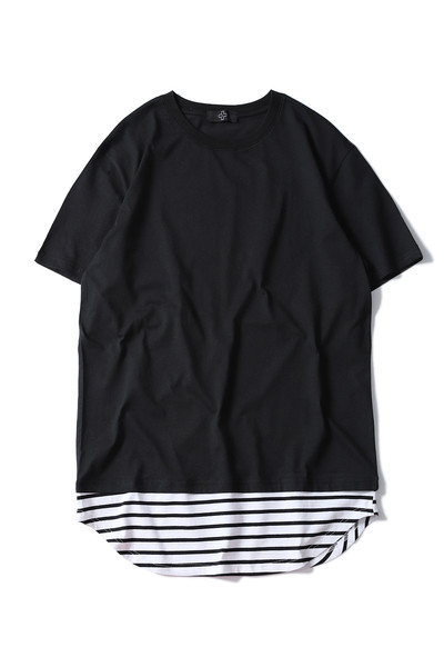 Κομψή μπλούζα με μακρόστενο σχέδιο O-neckline σε δύο χρώματα