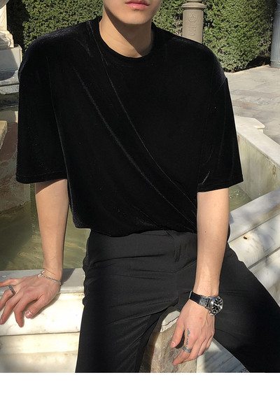 Κομψή μπλούζα βελούδινη μίνι φόρεμα σε μαύρο και μπλε χρώμα