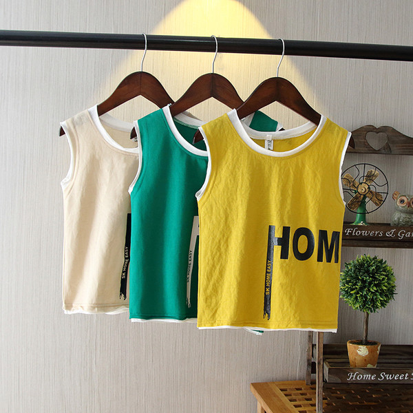 Памучен детски потник за момче с надпис в няколко цвята