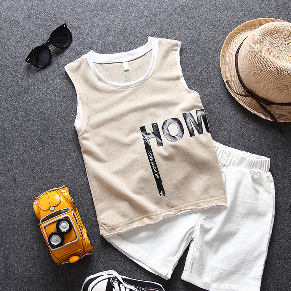 Памучен детски потник за момче с надпис в няколко цвята