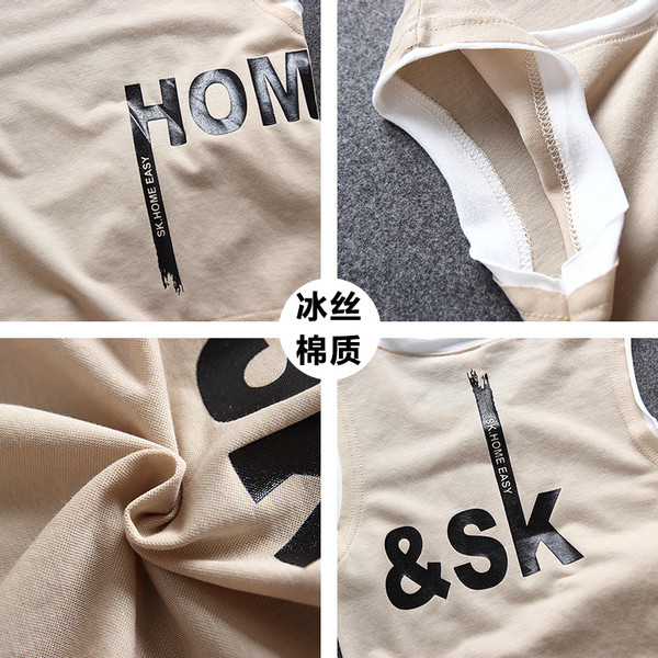 Памучен детски потник за момче с надпис в няколко цвята