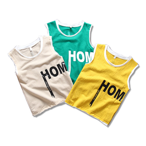 Памучен детски потник за момче с надпис в няколко цвята