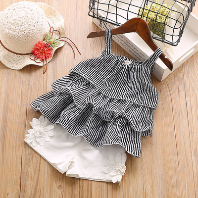 Детски комплект за момичета включващ панталони с 3D декорация и потник в различни цветове