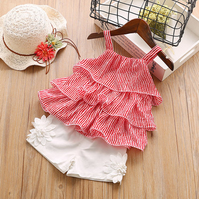 Детски комплект за момичета включващ панталони с 3D декорация и потник в различни цветове