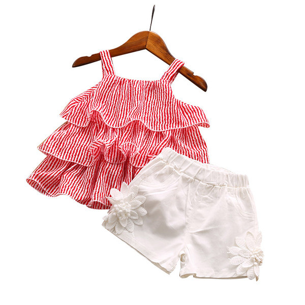 Детски комплект за момичета включващ панталони с 3D декорация и потник в различни цветове