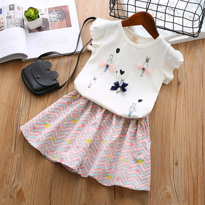 Παιδικό σετ για κορίτσια - μικρά φαρδιά παντόνια και μπλούζα με 3D διακόσμηση