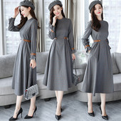 Model modern de rochie de dama cu buzunare si maneci din piele