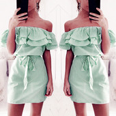 Απαλή φόρεμα κυρίες με πεσμένα μανίκια σε διάφορα παστέλ χρώματα