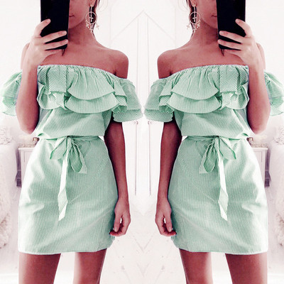 Απαλή φόρεμα κυρίες με πεσμένα μανίκια σε διάφορα παστέλ χρώματα