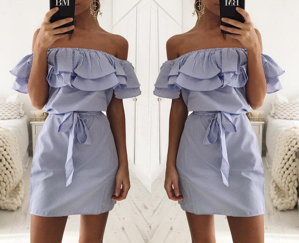 Απαλή φόρεμα κυρίες με πεσμένα μανίκια σε διάφορα παστέλ χρώματα