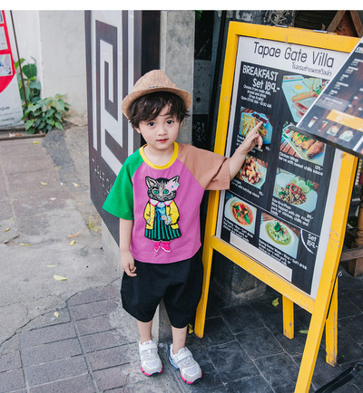 Цветна детска тениска с бродерия подходяща за момче и момиче