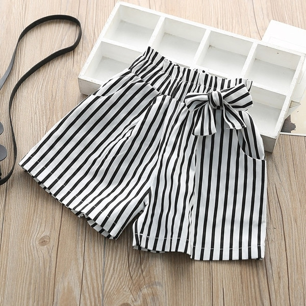 Детски комплект за момичета - раирани панталони и блуза в различни цветове