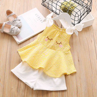 Set copii pentru fete - maiou in carouri in mai multe culori si pantaloni scurti