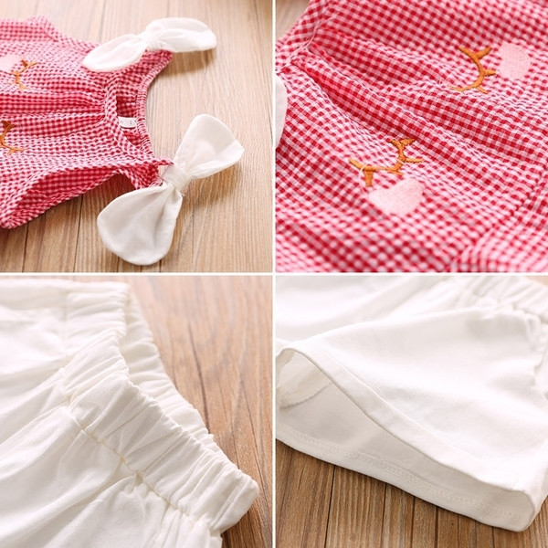 Set copii pentru fete - maiou in carouri in mai multe culori si pantaloni scurti