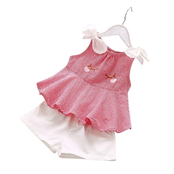 Set copii pentru fete - maiou in carouri in mai multe culori si pantaloni scurti