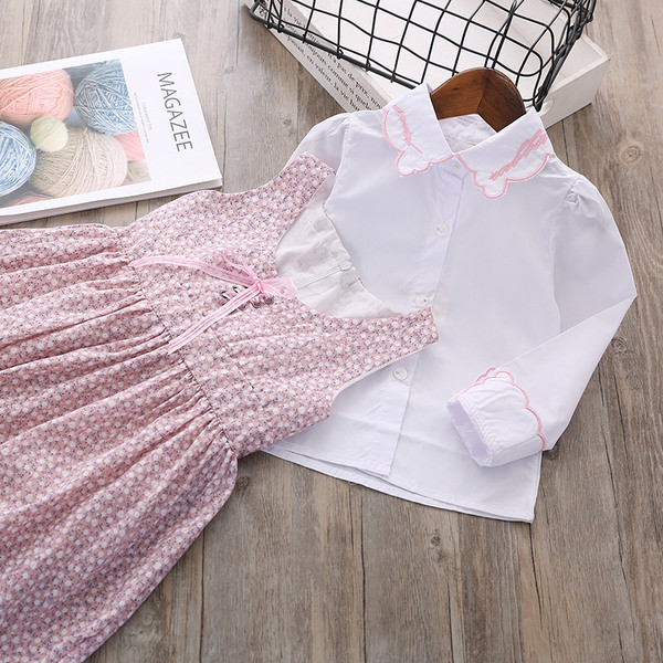 Детски комплект за момичета - риза и рокля на точки