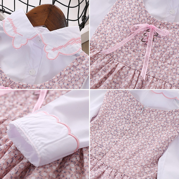 Детски комплект за момичета - риза и рокля на точки