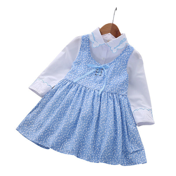 Детски комплект за момичета - риза и рокля на точки