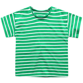 Раирана детска тениска в син, зелен и жълт цвят