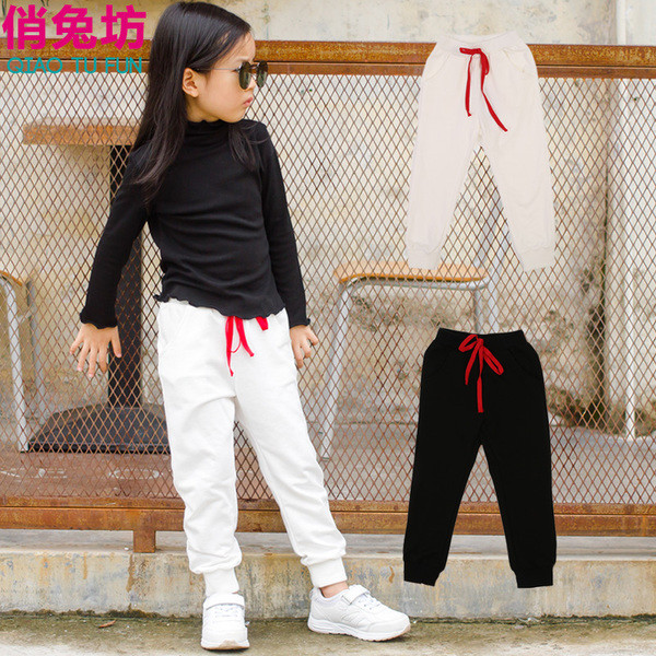 Παιδικά μαύρα και άσπρα casual αθλητικά παντελόνια