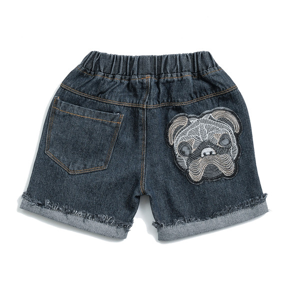 Blugi scurti pentru copii in mai multe culori cu motive rupte si aplicatie
