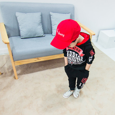 Детски суичър с качулка и панталон в два цвята и надпис