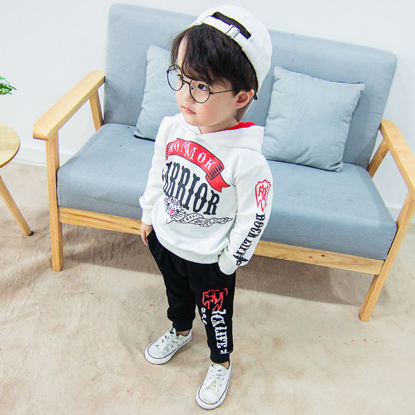 Детски суичър с качулка и панталон в два цвята  и надпис