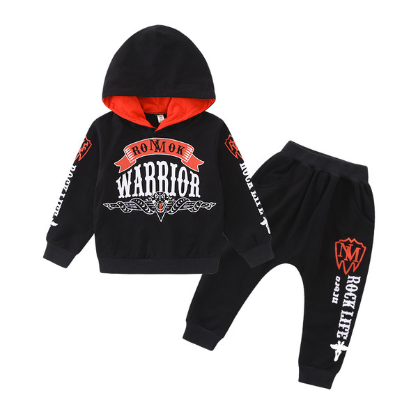 Детски суичър с качулка и панталон в два цвята  и надпис