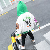 Детско спортно-ежедневно горнище с качулка, надпис и щампа