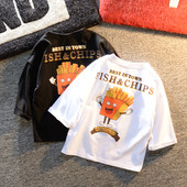 Μοντέρνα παιδική μπλούζα με μανίκι 3/4 και λευκό και μαύρο χρώμα