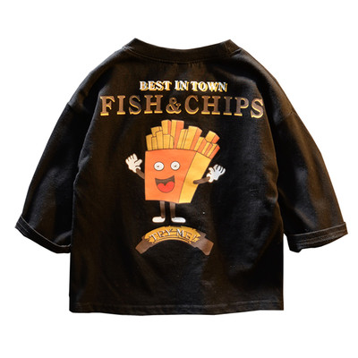 Μοντέρνα παιδική μπλούζα με μανίκι 3/4 και λευκό και μαύρο χρώμα