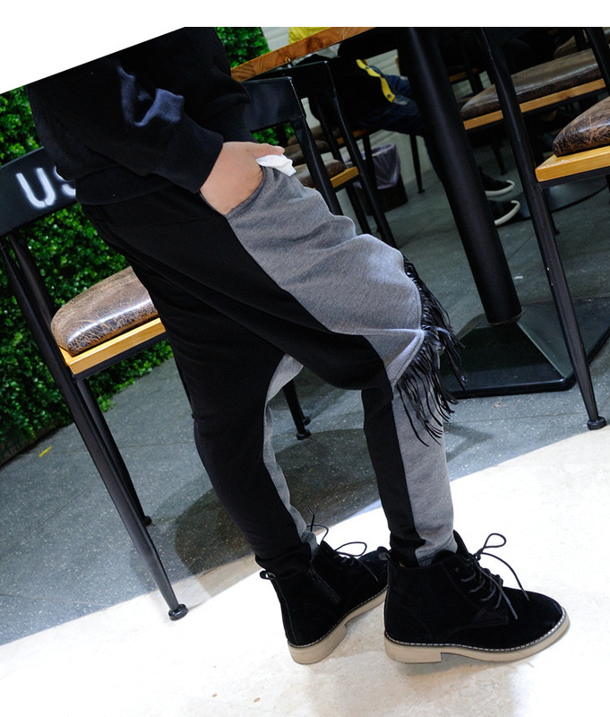 Pantaloni moderni pentru copii in doua culori cu element franjuri