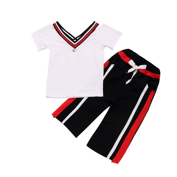Παιδικά σετ - μπλούζα με κοντό μανίκι και ανοιχτοί ώμοι + παντελόνι