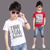 Tricou casual pentru copii cu imprimeu in alb si rosu