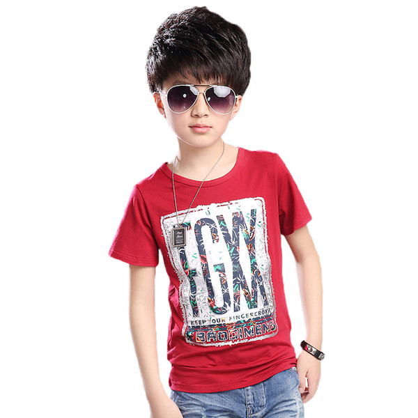 Tricou casual pentru copii cu imprimeu in alb si rosu