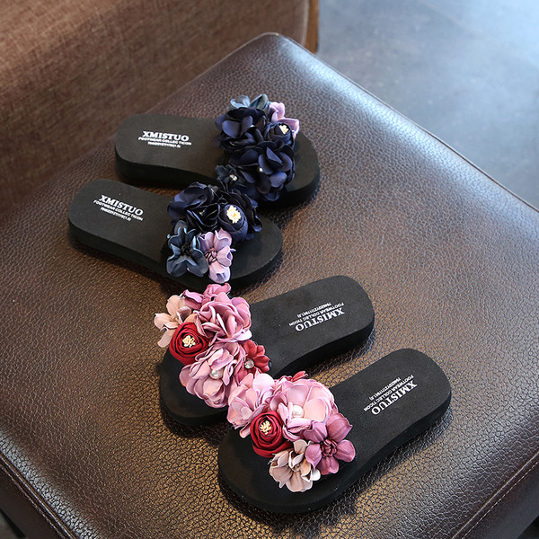 Детски чехли с флорални мотиви за момичета