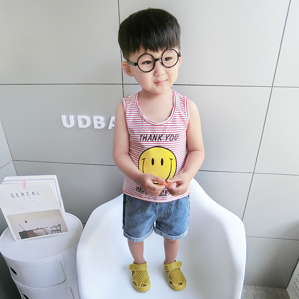 Top cu dungi pentru copii cu inscripție și aplicare în mai multe culori