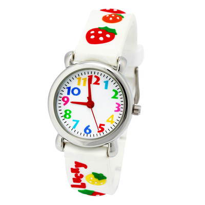 Детски часовник в бял цвят с щампа и надпис