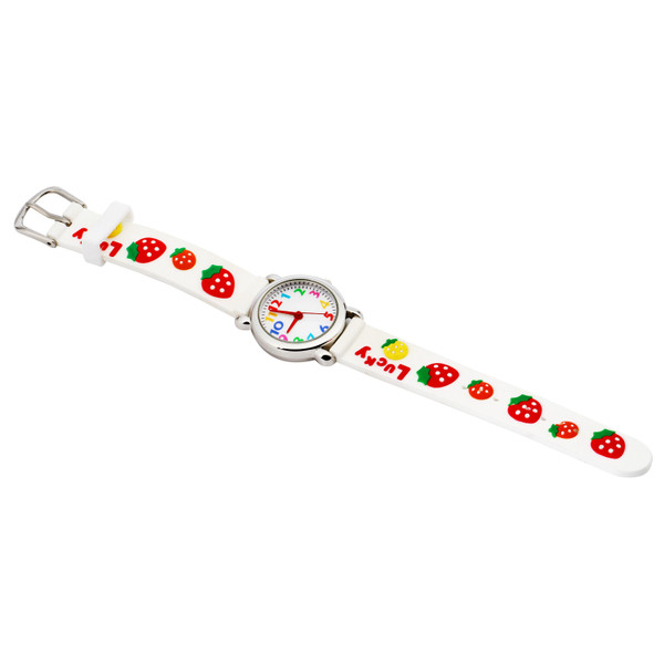 Παιδικό ρολόι σε λευκό με εκτύπωση και επιγραφή