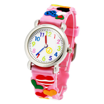 Παιδικό ρολόι σε λευκό και ροζ χρώμα