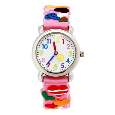 Детски часовник в бял и розов цвят