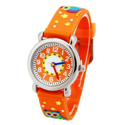 Children`s watch in orange color suitable for girls and boys