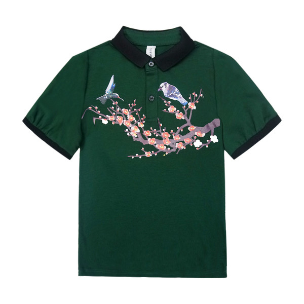 Tricou pentru copii sportiv-elegant cu aplicație verde