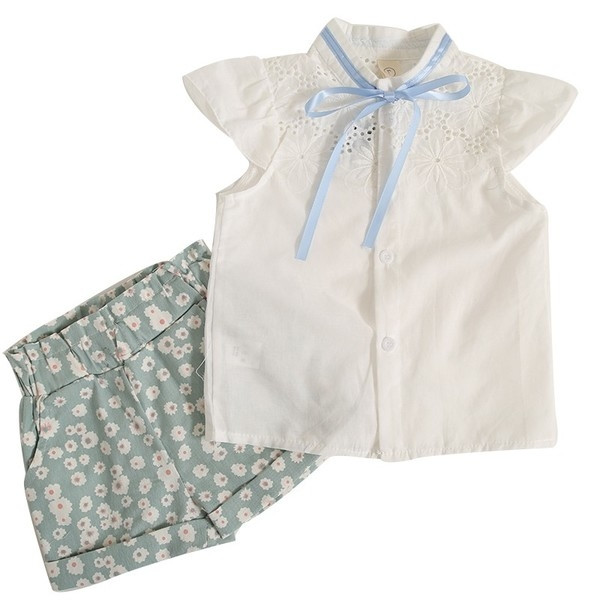 Детски комплект за момичета - риза и къси панталони