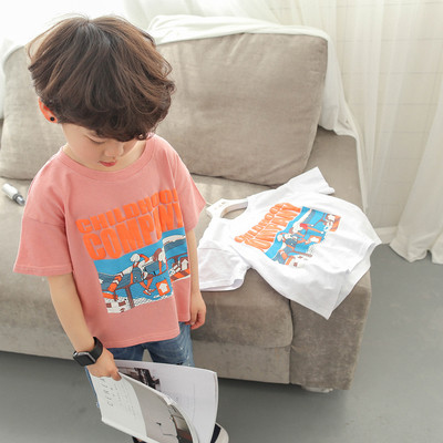 Ежедневна детска тениска за момче с щампа в два цвята