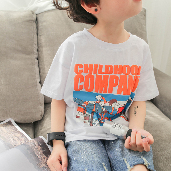 Ежедневна детска тениска за момче с щампа в два цвята