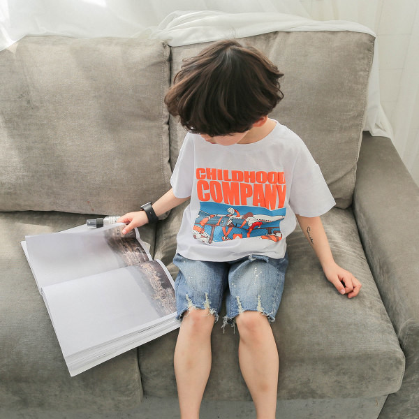 Ежедневна детска тениска за момче с щампа в два цвята