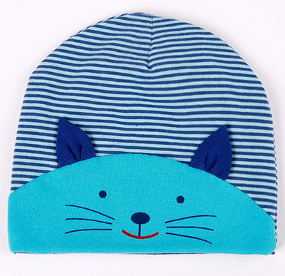 Palarie bebelus cu dungi din bumbac cu broderie