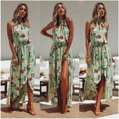 Rochie de dama de vara model asimetric cu motive florale