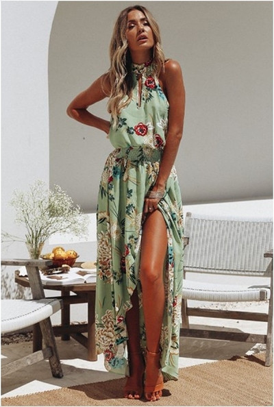 Rochie de dama de vara model asimetric cu motive florale